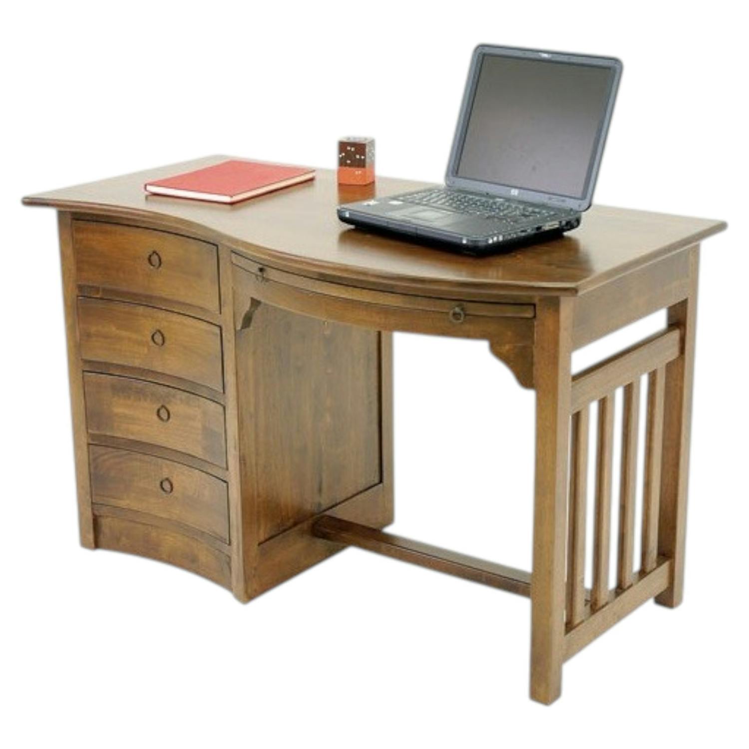 Bureau vague colonial 4 tiroirs hévéa 124cm TRADITION