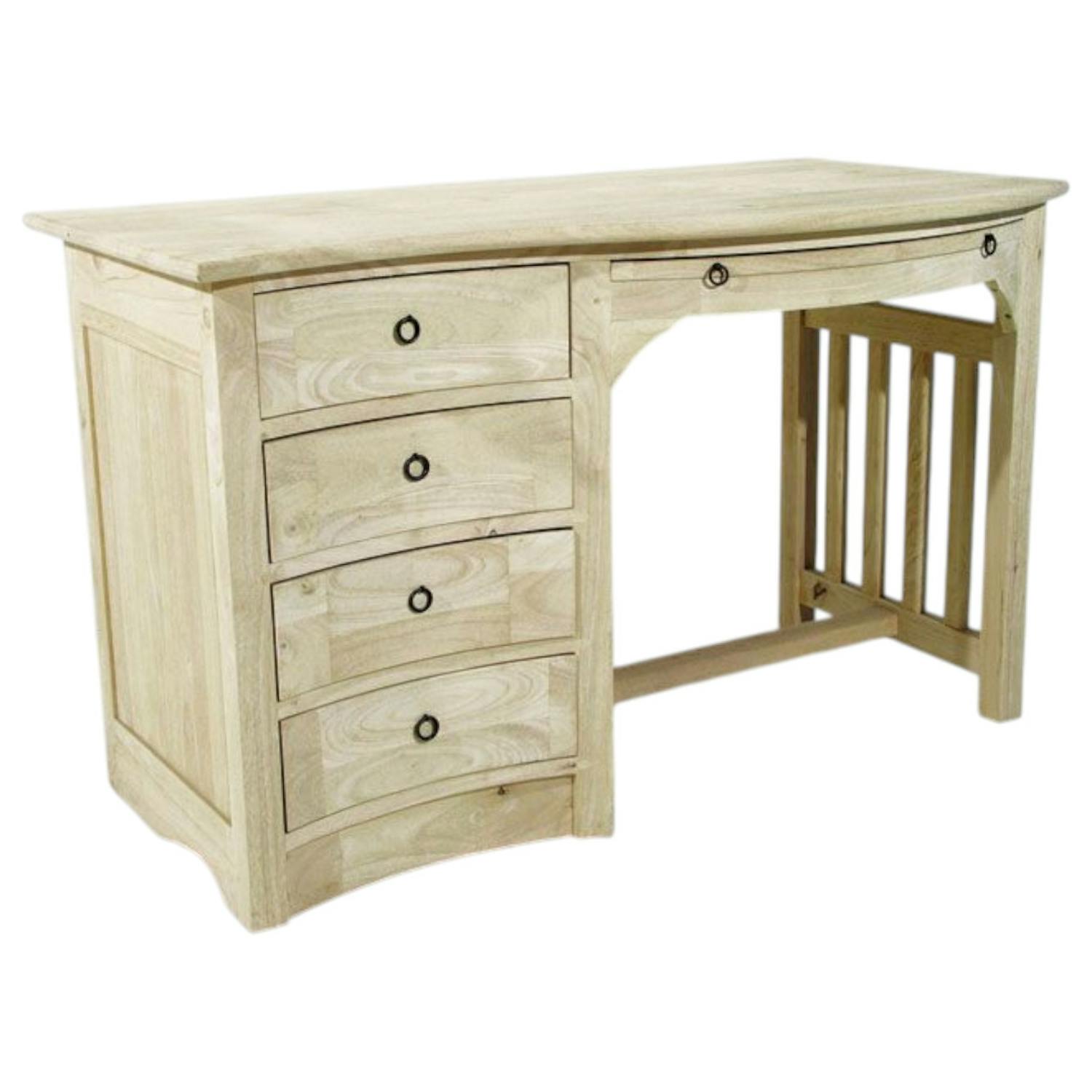 Bureau vague colonial 4 tiroirs hévéa 124cm TRADITION