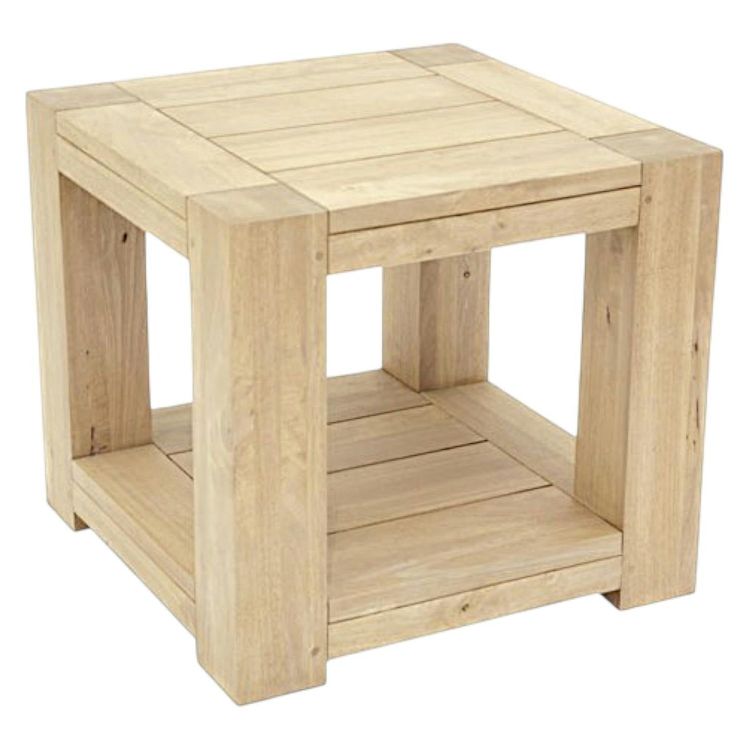 Bouts de canapé Double Plateaux Épuré en Bois Massif 55x55x50cm | LIGNART