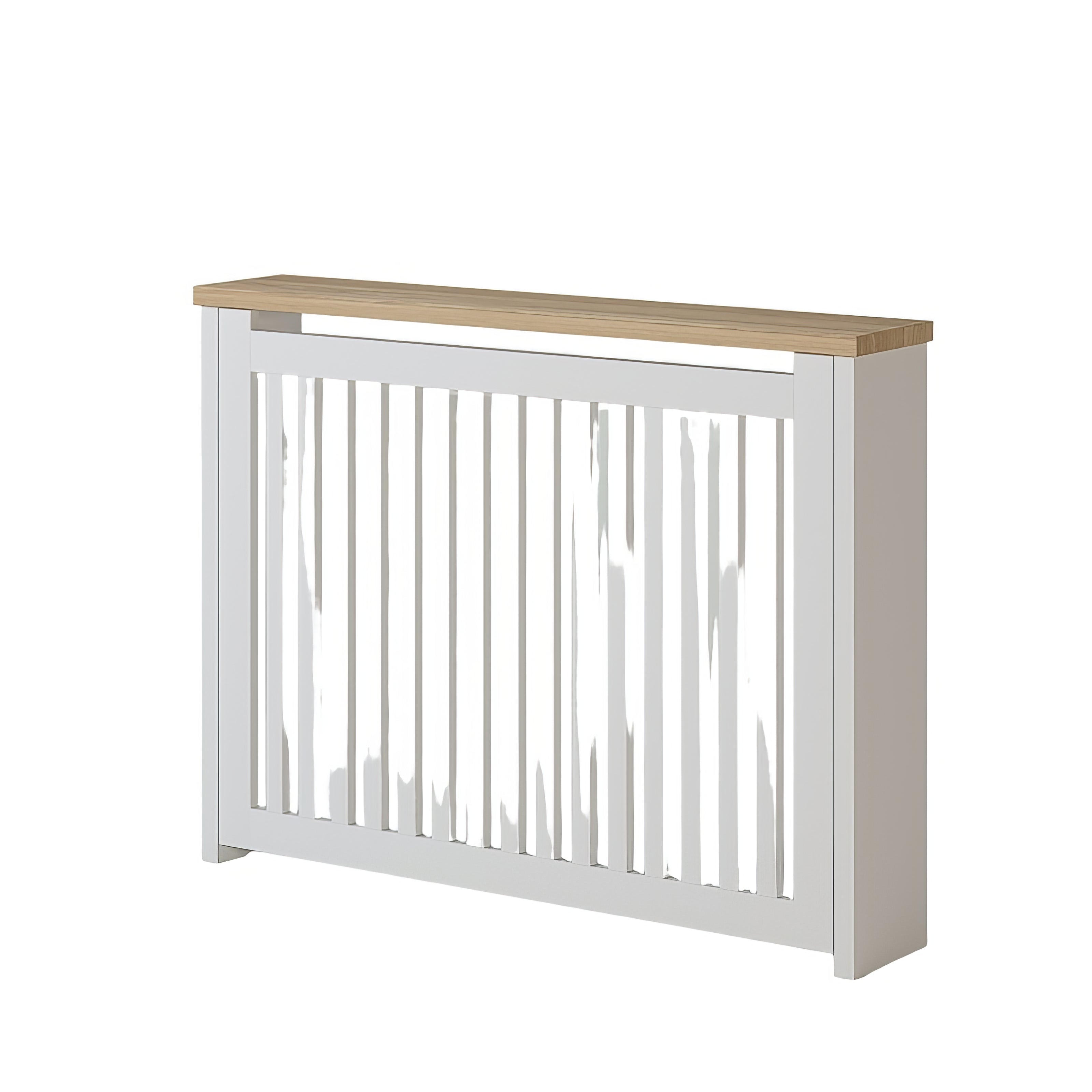 Cache-radiateur élégant blanc et bois clair | Chêne LIGNART