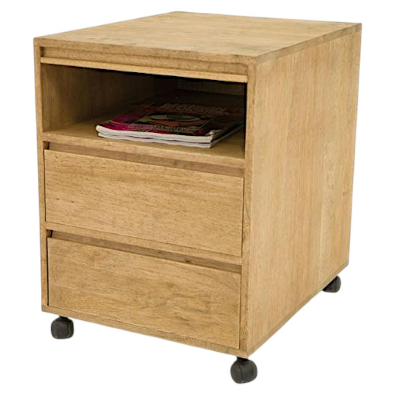 Caisson de bureau roulettes hévéa 2 tiroirs 60cm OLGA