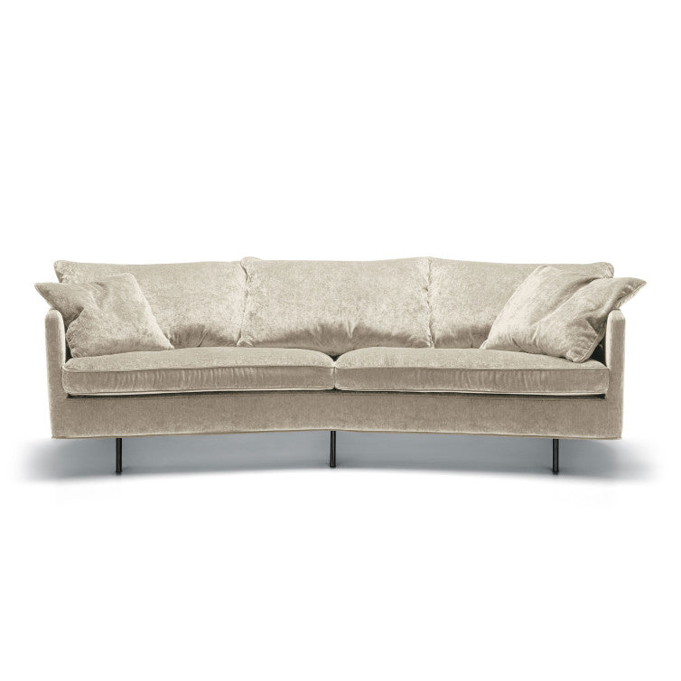 Canapé en velours chenillé Julia 3XL avec pieds métal – Natur n°1EL – Taille standard