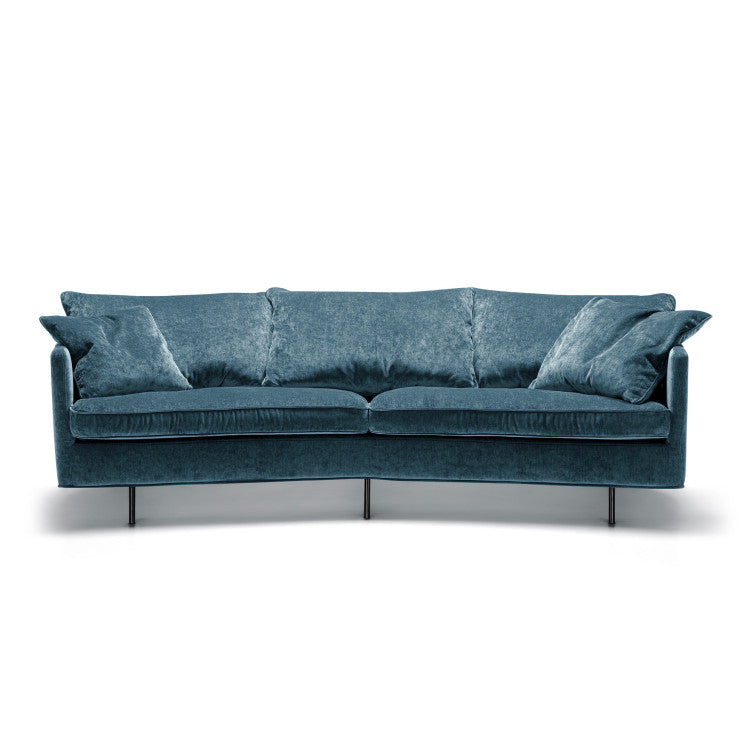 Canapé en velours chenillé Julia 3XL avec pieds métal – Turquoise n°10EL – Taille standard