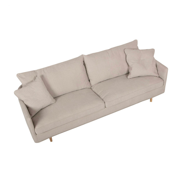 Canapé en tissu naturel coton/lin Julia avec pieds bois – Light Beige n°3790CAL – Canapé 2 places