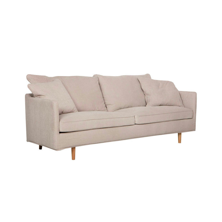 Canapé en tissu naturel coton/lin Julia avec pieds bois – Light Beige n°3790CAL – Canapé 2 places
