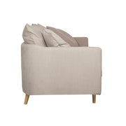 Canapé en tissu naturel coton/lin Julia avec pieds bois – Light Beige n°3790CAL – Canapé 3 places