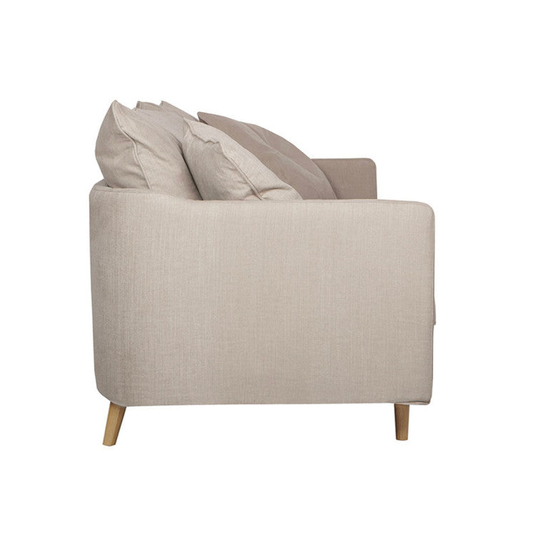 Canapé en tissu naturel coton/lin Julia avec pieds bois – Light Beige n°3790CAL – Canapé 3 places