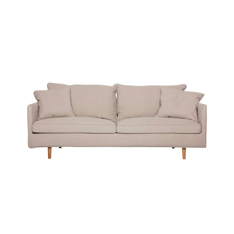 Canapé en tissu naturel coton/lin Julia avec pieds bois – Light Beige n°3790CAL – Canapé 2 places
