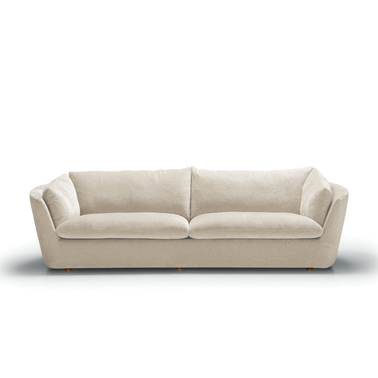 Canapé Bonnie en velours chenillé avec pieds bois – Cream N°1WI – Canapé 3,5 places