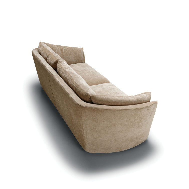 Canapé Bonnie en velours chenillé avec pieds bois – Cold Beige n°2WI – Canapé 3 places