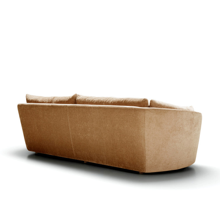 Canapé Bonnie en velours chenillé avec pieds bois – Caramel n°4WI – Canapé 3,5 places