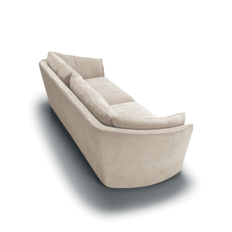Canapé Bonnie en velours chenillé avec pieds bois – Cream N°1WI – Canapé 3 places