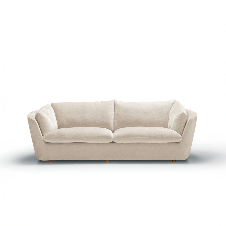 Canapé Bonnie en velours chenillé avec pieds bois – Cream N°1WI – Canapé 3 places