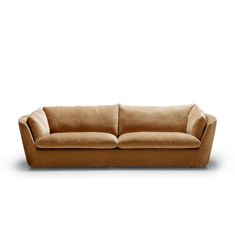 Canapé Bonnie en velours chenillé avec pieds bois – Caramel n°4WI – Canapé 3,5 places