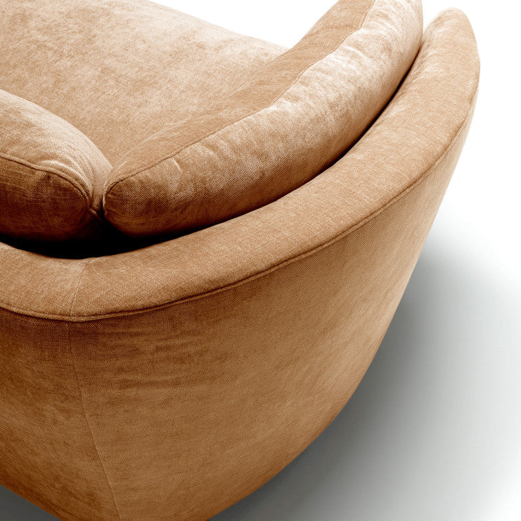 Canapé Bonnie en velours chenillé avec pieds bois – Caramel n°4WI – Canapé 3,5 places