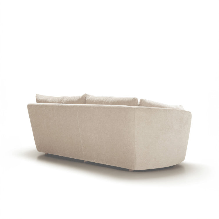 Canapé Bonnie en velours chenillé avec pieds bois – Cream N°1WI – Canapé 3 places