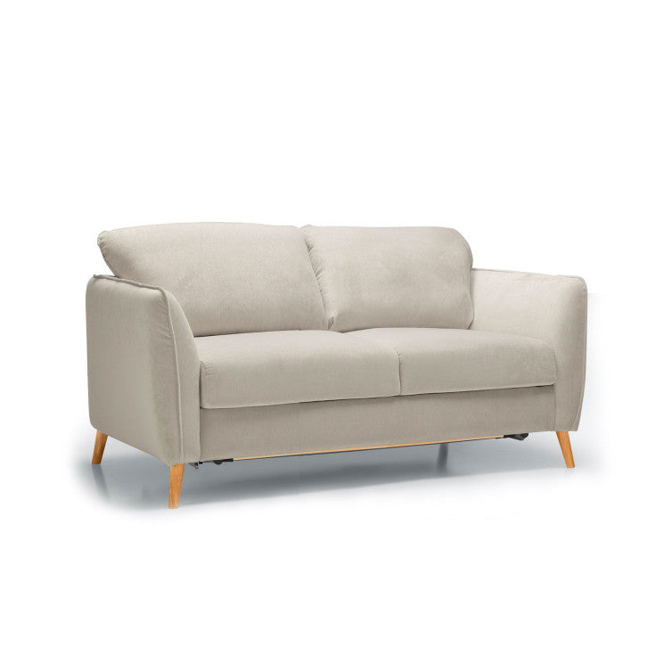 Canapé convertible en tissu Aquaclean® Lucy avec pieds bois – Nature n°1LIL – Canapé 3 places