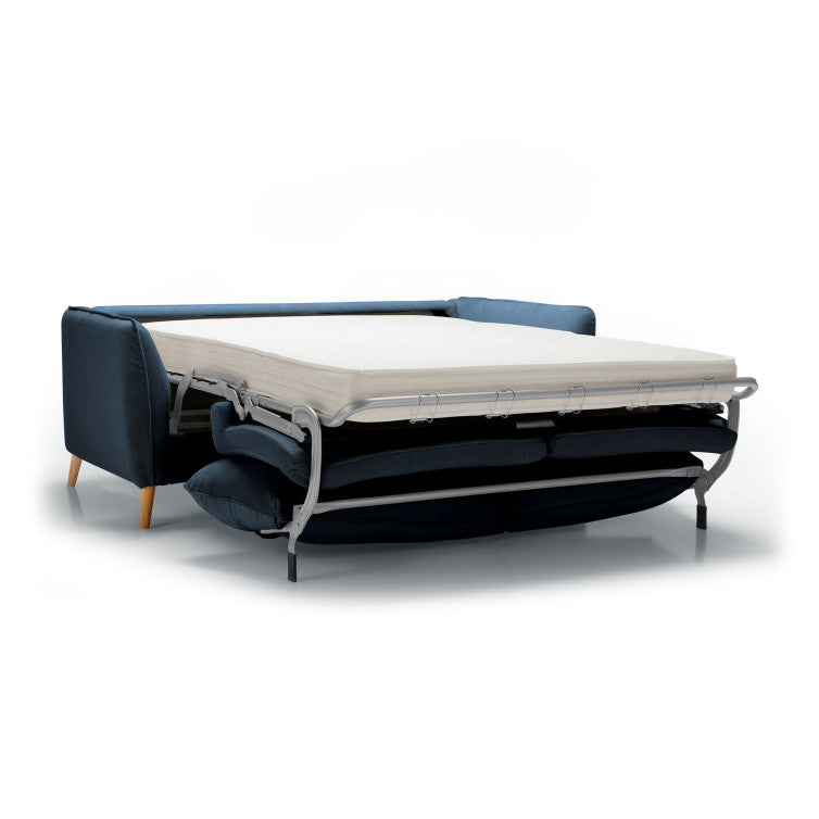 Canapé convertible en tissu Aquaclean® Lucy avec pieds bois – Blue n°9LIL – Canapé 4 places