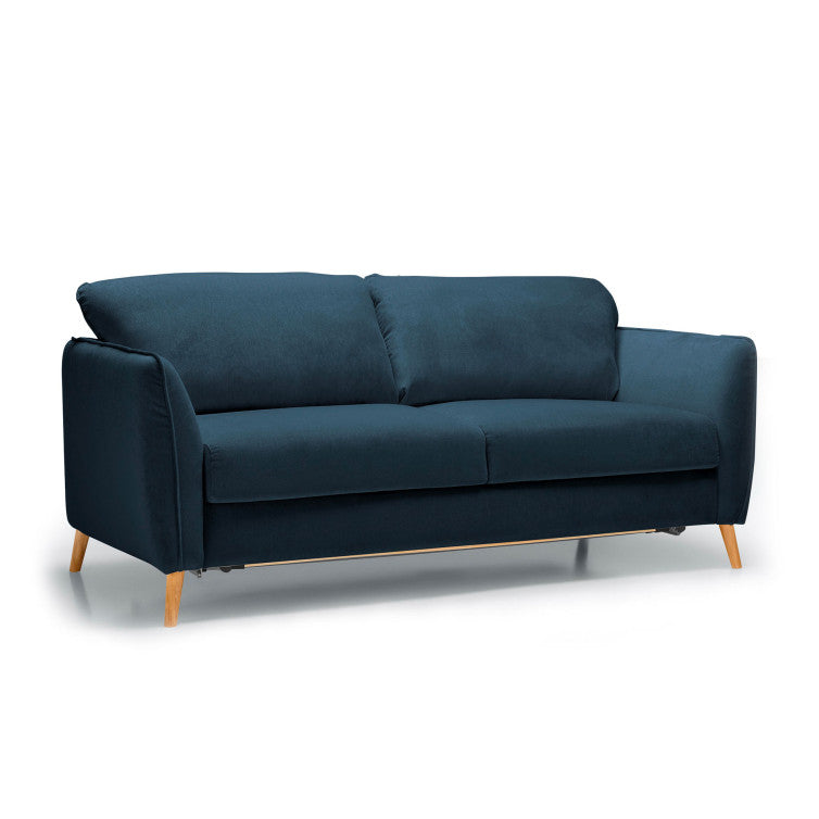 Canapé convertible en tissu Aquaclean® Lucy avec pieds bois – Blue n°9LIL – Canapé 4 places