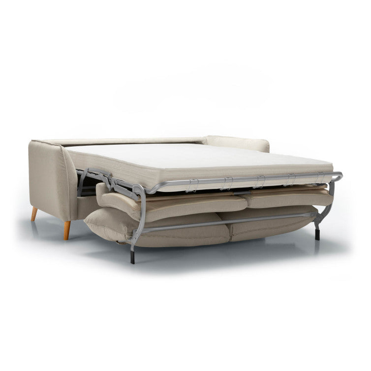 Canapé convertible en tissu Aquaclean® Lucy avec pieds bois – Nature n°1LIL – Canapé 3 places