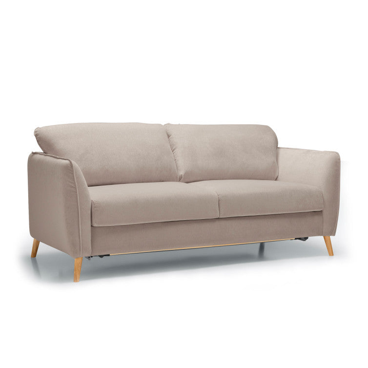 Canapé convertible en tissu Aquaclean® Lucy avec pieds bois – Beige n°2LIL – Canapé 4 places