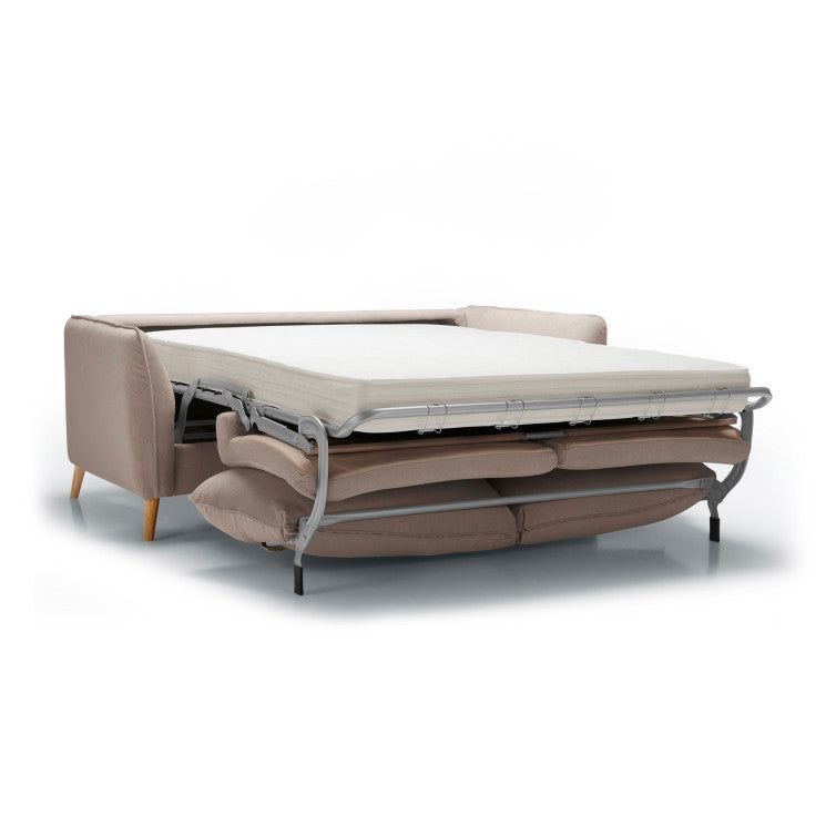 Canapé convertible en tissu Aquaclean® Lucy avec pieds bois – Beige n°2LIL – Canapé 4 places