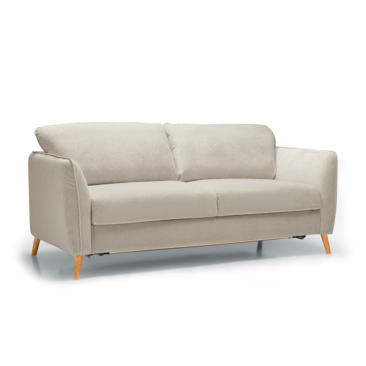 Canapé convertible en tissu Aquaclean® Lucy avec pieds bois – Nature n°1LIL – Canapé 4 places