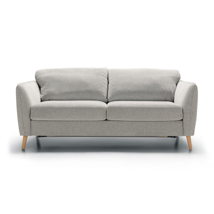 Canapé convertible en tissu chiné Lucy avec pieds bois – Light grey n°4KI – Canapé 4 places