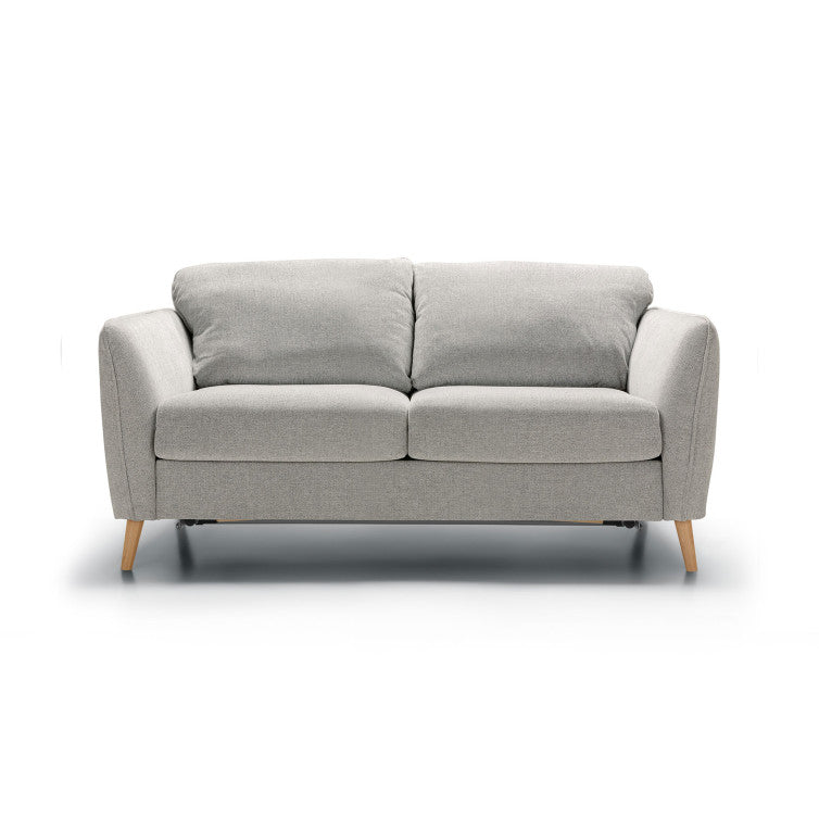 Canapé convertible en tissu chiné Lucy avec pieds bois – Light grey n°4KI – Canapé 3 places