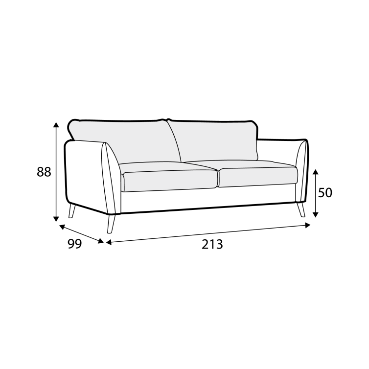 Canapé convertible en tissu chiné Lucy avec pieds bois – Natur n°1KI – Canapé 4 places