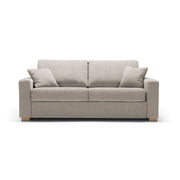 Canapé convertible en tissu chiné Lukas avec pieds bois – Natur n°1KI – Canapé 3 places