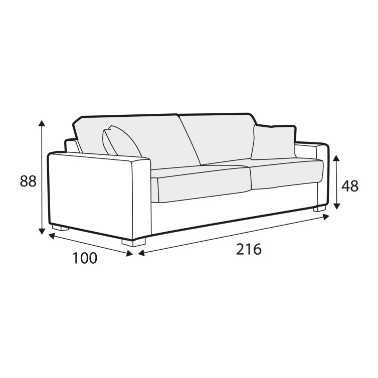 Canapé convertible en tissu chiné Lukas avec pieds bois – Natur n°1KI – Canapé 4 places