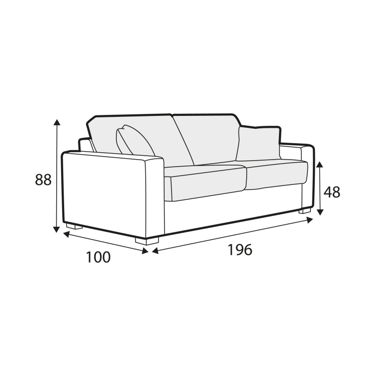 Canapé convertible en tissu chiné Lukas avec pieds bois – Natur n°1KI – Canapé 3 places