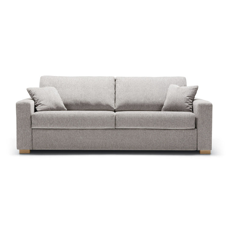 Canapé convertible en tissu chiné Lukas avec pieds bois – Light grey n°4KI – Canapé 4 places