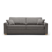 Canapé convertible en tissu chiné Lukas avec pieds bois – Grey beige n°5KI – Canapé 4 places