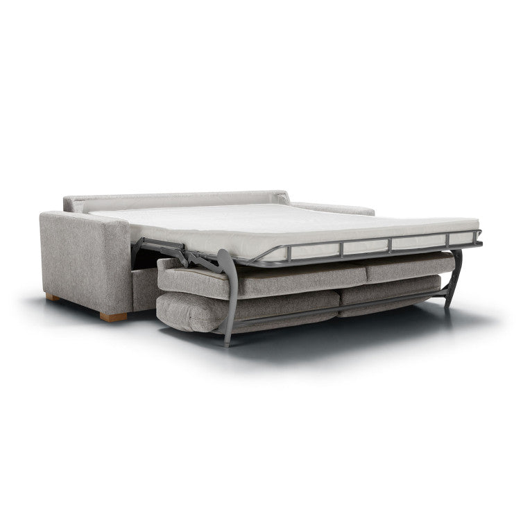 Canapé convertible en tissu chiné Lukas avec pieds bois – Light grey n°4KI – Canapé 4 places
