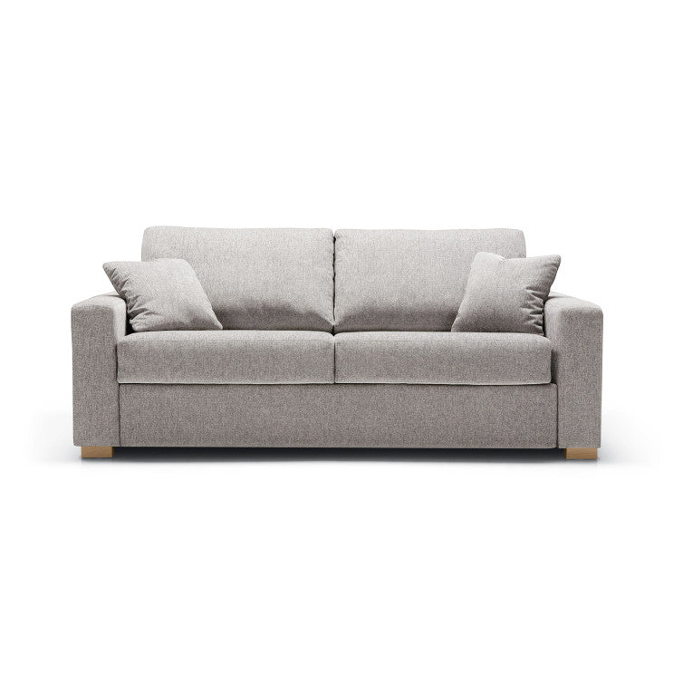 Canapé convertible en tissu chiné Lukas avec pieds bois – Light grey n°4KI – Canapé 3 places