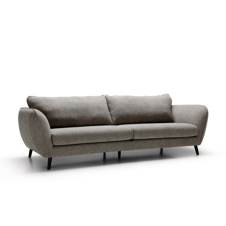 Canapé Emma en tissu chiné avec pieds bois – Light Grey n°4SN – Canapé 3,5 places