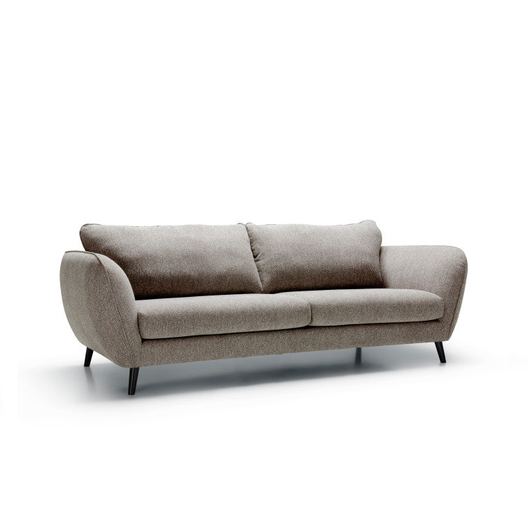 Canapé Emma en tissu chiné avec pieds bois – Light Grey n°4SN – Canapé 3 places
