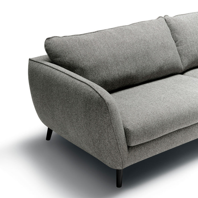 Canapé Emma en tissu chiné avec pieds bois – Grey n°5SN – Canapé 3 places