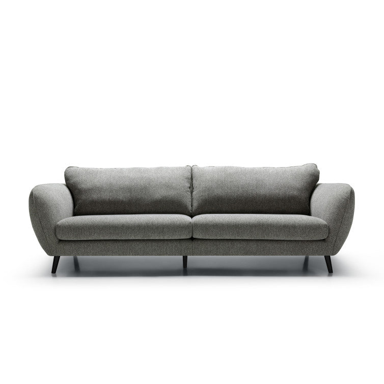 Canapé Emma en tissu chiné avec pieds bois – Grey n°5SN – Canapé 3,5 places