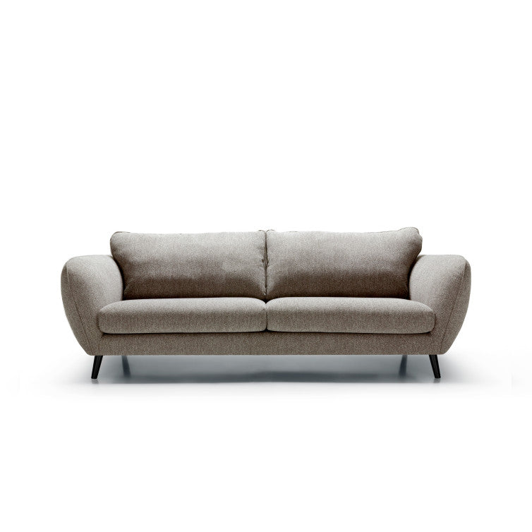 Canapé Emma en tissu chiné avec pieds bois – Light Grey n°4SN – Canapé 3 places