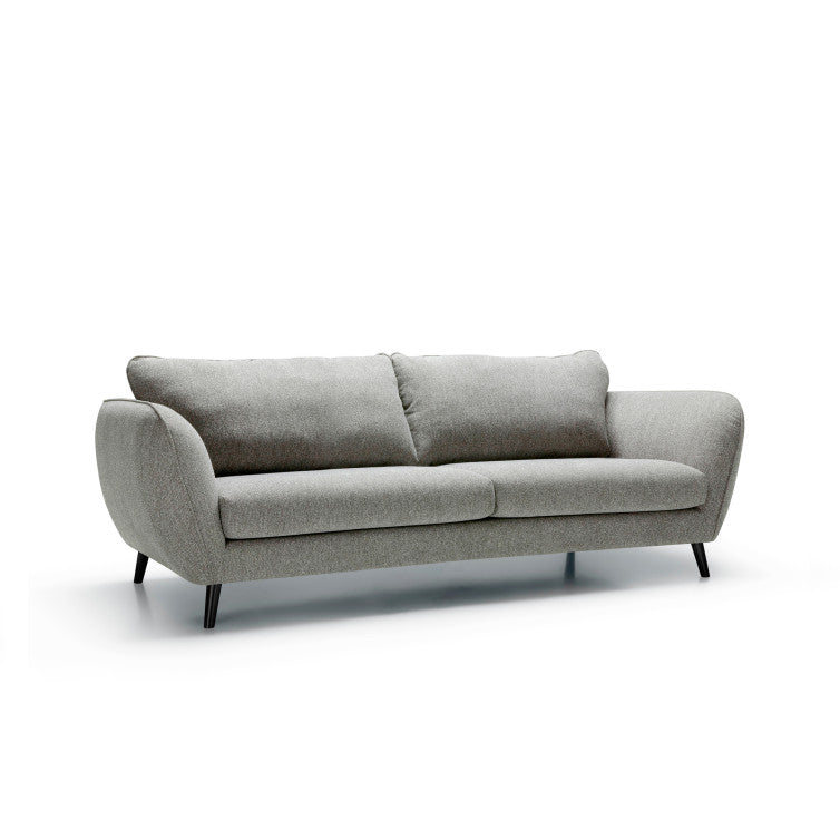 Canapé Emma en tissu chiné avec pieds bois – Grey n°5SN – Canapé 3 places