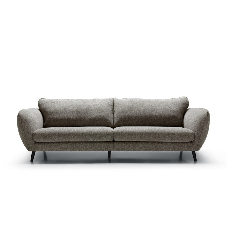Canapé Emma en tissu chiné avec pieds bois – Light Grey n°4SN – Canapé 3,5 places