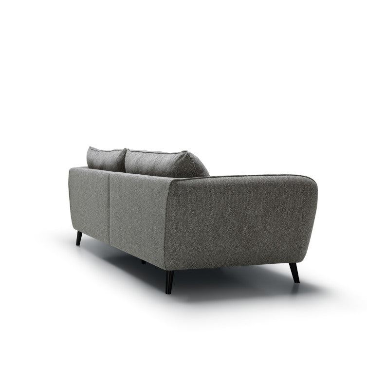 Canapé Emma en tissu chiné avec pieds bois – Grey n°5SN – Canapé 3,5 places