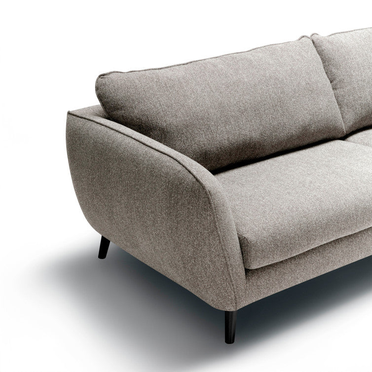 Canapé Emma en tissu chiné avec pieds bois – Light Grey n°4SN – Canapé 2 places
