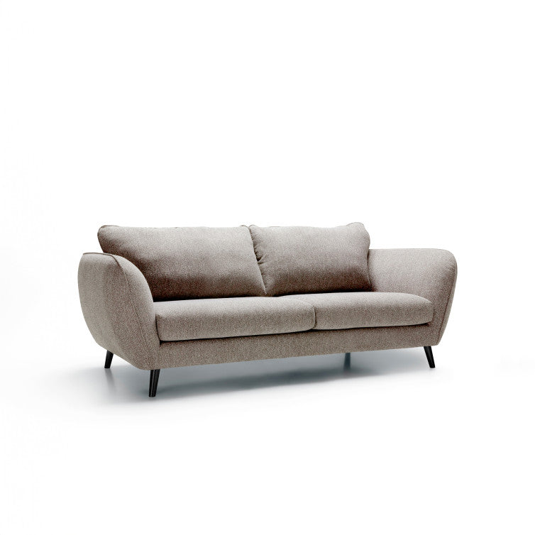 Canapé Emma en tissu chiné avec pieds bois – Light Grey n°4SN – Canapé 2 places