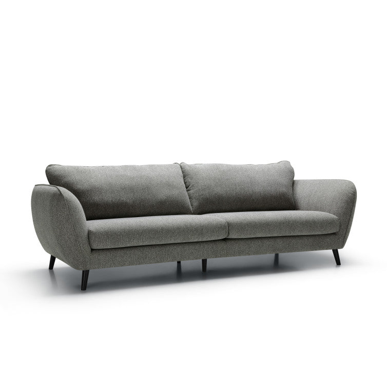Canapé Emma en tissu chiné avec pieds bois – Grey n°5SN – Canapé 3,5 places
