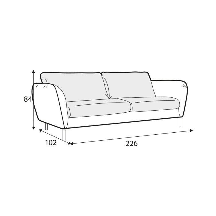 Canapé Emma en tissu recyclé avec pieds bois – Light Grey n°2RO – Canapé 3 places