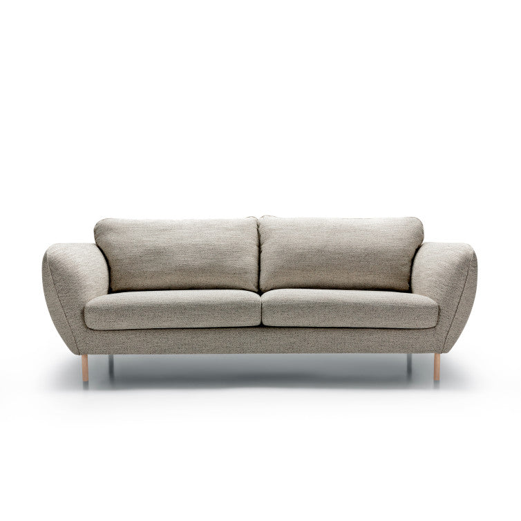 Canapé Emma en tissu recyclé avec pieds bois – Light Grey n°2RO – Canapé 3 places